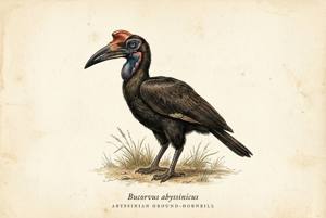 Abyssinian Ground-Hornbill illustration
