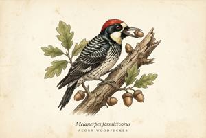 Acorn Woodpecker illustration