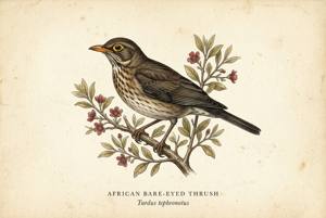 African Bare-eyed Thrush illustration