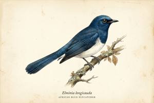 African Blue Flycatcher illustration