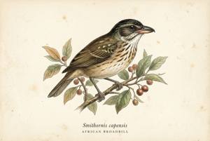 African Broadbill illustration