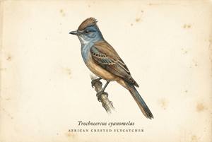 African Crested Flycatcher illustration
