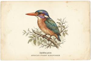 African Pygmy Kingfisher illustration