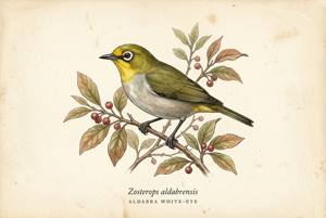 Aldabra White-eye illustration