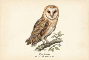 American Barn Owl illustration