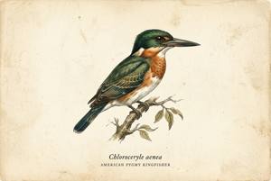 American Pygmy Kingfisher illustration
