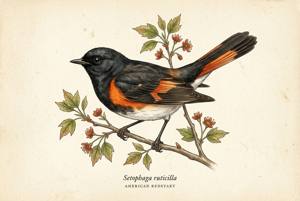 American Redstart illustration