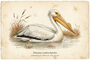 American White Pelican illustration