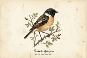Amur Stonechat illustration