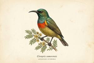 Anjouan Sunbird illustration