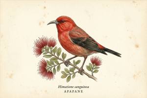 Apapane illustration