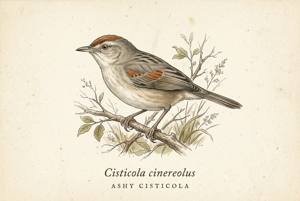 Ashy Cisticola illustration