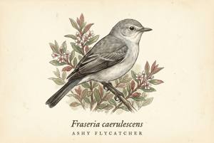 Ashy Flycatcher illustration