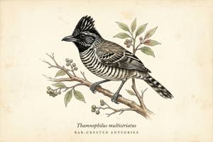 Bar-crested Antshrike illustration