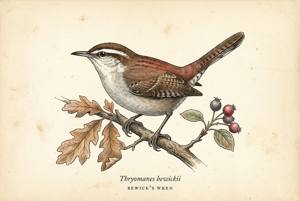 Bewick's Wren illustration