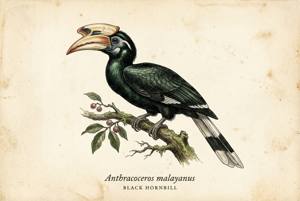 Black Hornbill illustration