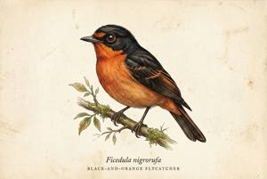 Black-and-orange Flycatcher illustration