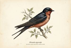 Black-and-rufous Swallow illustration