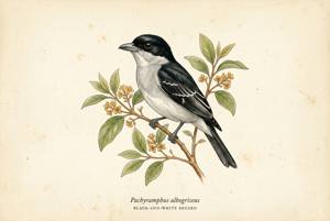 Black-and-white Becard illustration
