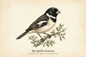 Black-and-white Seedeater illustration