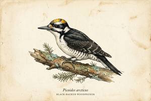 Black-backed Woodpecker illustration