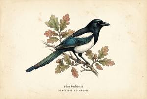 Black-billed Magpie illustration