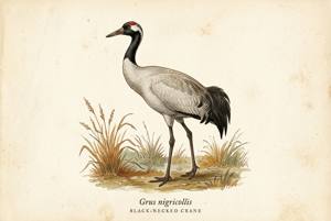 Black-necked Crane illustration