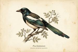 Black-rumped Magpie illustration