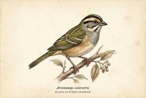 Black-striped Sparrow illustration