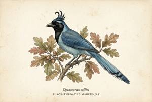 Black-throated Magpie-Jay illustration