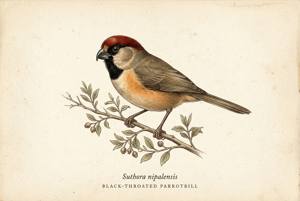 Black-throated Parrotbill illustration
