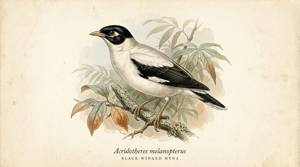 Black-winged Myna illustration