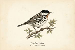 Blackpoll Warbler illustration