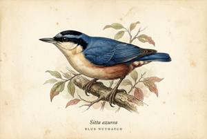 Blue Nuthatch illustration