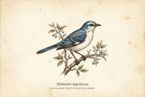 Blue-and-white Mockingbird illustration