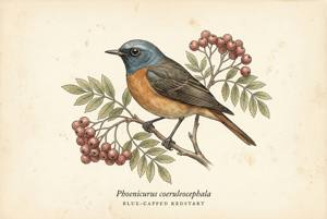 Blue-capped Redstart illustration