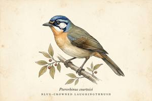 Blue-crowned Laughingthrush illustration