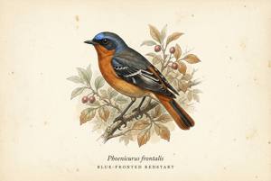 Blue-fronted Redstart illustration