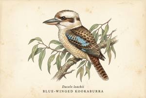Blue-winged Kookaburra illustration