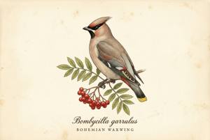 Bohemian Waxwing illustration