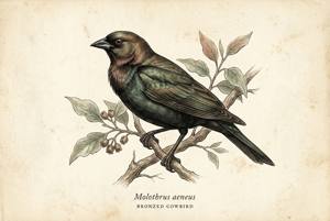 Bronzed Cowbird illustration