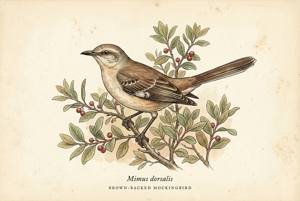 Brown-backed Mockingbird illustration