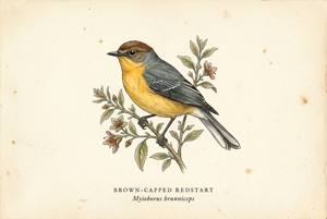 Brown-capped Redstart illustration
