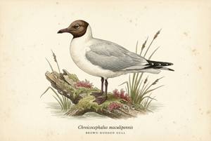 Brown-hooded Gull illustration