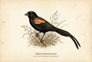 Buff-shouldered Widowbird illustration