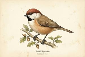 Caspian Tit illustration