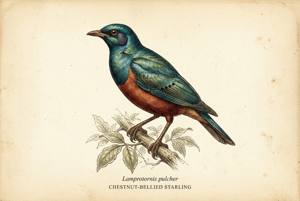 Chestnut-bellied Starling illustration