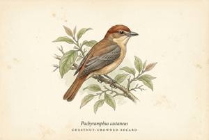 Chestnut-crowned Becard illustration