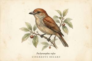 Cinereous Becard illustration