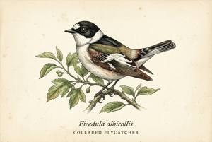 Collared Flycatcher illustration